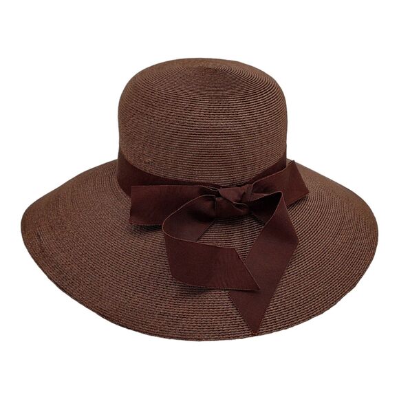 Vintage Union Made Harzfeld's Kansas City Brown Summer Straw Hat Vacation Church - Picture 3 of 16